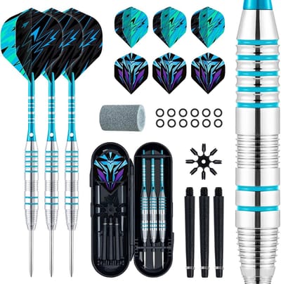 Stalen Darts Set - Professionele Pijlen - Precisie Werpen - Complete Accessoires Kit - 22 gram - Blauw