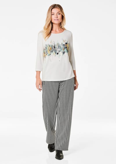 Gedessineerd shirt met glanseffect - gebroken wit - Gr. 40 van Goldner Fashion