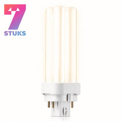 7x Stick Spaarlamp G24q-1 - 13W - Warm Wit Licht (3000K) - 925 lm - 13 jaar - Niet Dimbaar - PL-C / Dulux D D/E 4-Pin
