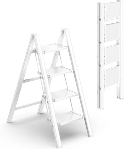 Opvouwbare Trapladder voor Volwassenen - Lichtgewicht, Stevige Ladder met Antislip Treden, Max. Belasting 150 kg