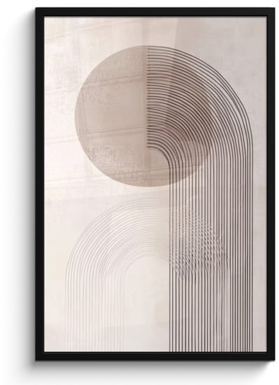 Poster in lijst - Fotolijst 60x90 cm - Posters - Minimalistisch - Cirkel - Lichtgrijs - Posterlijst zwart - Decoratie - Wanddecoratie woonkamer - Muurdecoratie slaapkamer