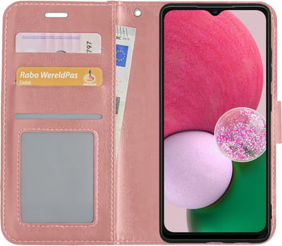 Hoesje Met Pasjeshouder - Geschikt voor Samsung Galaxy A13 5G - Luxe Bookcase Portemonee - Flip Case - Kunstleer Book Case - Flipcase - Book Cover - Walletcase - Portemonneehoes - Rosé goud