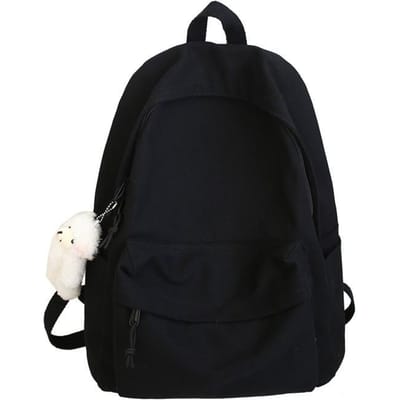 Mode Rugzak Ins Canvas Rugzak voor Vrouwen Koreaanse Stijl Campus Effen Kleur Meisje Casual Schooltas zwart