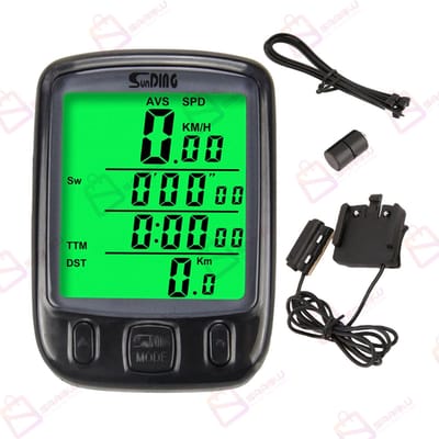 Waterdichte LCD Fietsteller – 27 Functies – Digitale Snelheidsmeter met Groene Backlight – Zwart – fiets teller – snelheidsmeter fiets – 29887
