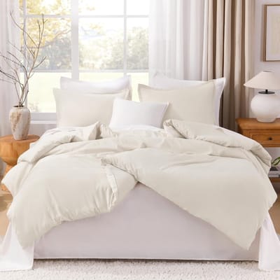 Famanu - Lichtgewicht dekbedset 3-delig, fluffy en onderhoudsvriendelijk – Beige