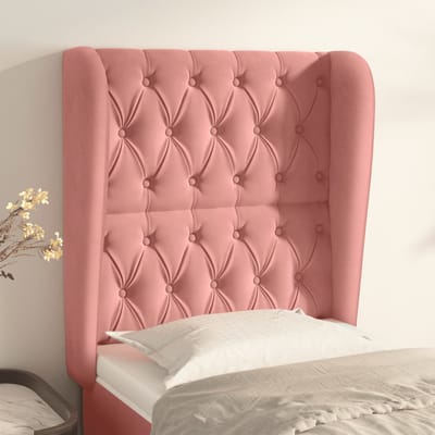 vidaXL - Hoofdbord - met - randen - 83x23x118/128 - cm - fluweel - roze