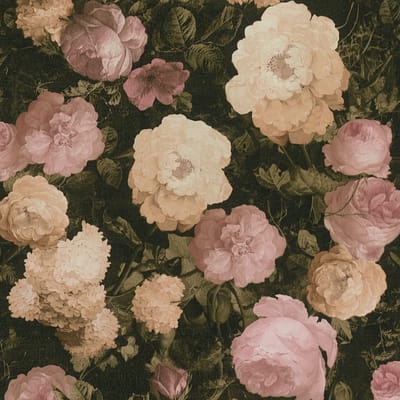 Bloemen behang Profhome 376501-GU vliesbehang licht gestructureerd met bloemen patroon mat roze crèmewit groen 5,33 m2
