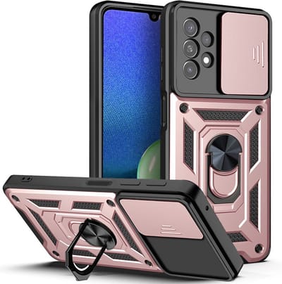 Coverup Hoesje - Geschikt voor Samsung Galaxy A13 4G Hoesje - Coverup Armor Ring Kickstand Back Cover met Camera Shield - Rose Gold