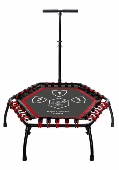 Magic Circle Pro Fitness Hexagon 100 cm Rood - Aluminium fitness trampoline met elastieken - Eenvoudig Inklapbaar - Inclusief Armsteun
