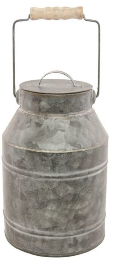 Chaks Melkbus plantenpot/bloempot - zink - grijs - binnen/buiten - D9 x H22 cm