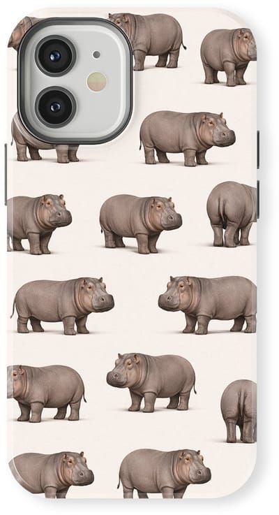 Safari Tough Case geschikt voor iPhone 12 Mini | Premium hoesje met Safari Dieren Design | Geschikt voor Mag | Dieren Print Backcover geschikt voor iPhone 12 Mini Nijlpaard
