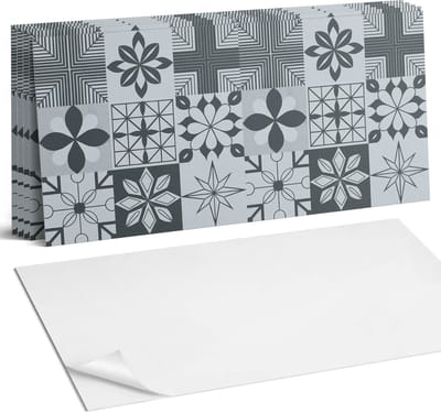 Coloray Plaktegels - Geometrische patronen in mozaïek Wandtegel Zelfklevend - 60 cm x 30 cm - Grijs Plaktegels - 6 stuks - Rechthoek PVC Tegels - Plaktegels Keuken - Zelfklevende Vloertegels Badkamer - Vinyl Tegels - Zelfklevende Wandtegels