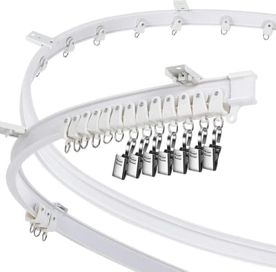 Gebogen plafond gordijnrail - flexibele houder voor gordijnrail stapelbed erker - wit - 2 meter - ruimteverdeler - buigzaam en flexibel
