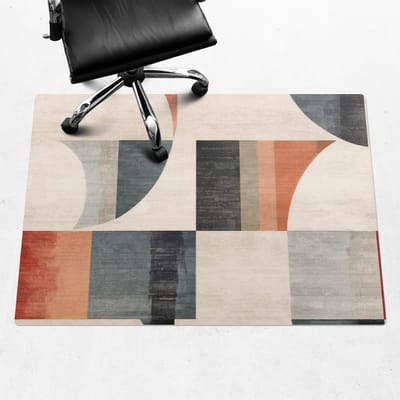 Wallfluent - Vloerbeschermer Geometrische Retrovormen - 140x100 cm - Beige Vloerbeschermer Bureaustoelmat - Rechthoekig - Vloerbeschermer Harde Vloer-Computer Stoel Mat-Werkplekdecoraties - Boho-patroon