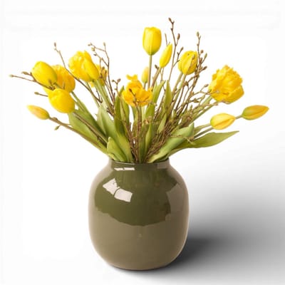WinQGebonden boeket Gele tulpen en Parkiettulpen (20st)-Tulpen-Kunstbloemen
