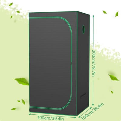 Complete Kweektent voor Hydrocultuur, 100x100x200cm Lichtdichte Plantentent, Broeikas Box met Transparant Kijkvenster, Reflecterend Mylar, Uitneembare Bodemplaat en Accessoirekanaal, Indoor Kweekkas voor Home Groei, NAIZY
