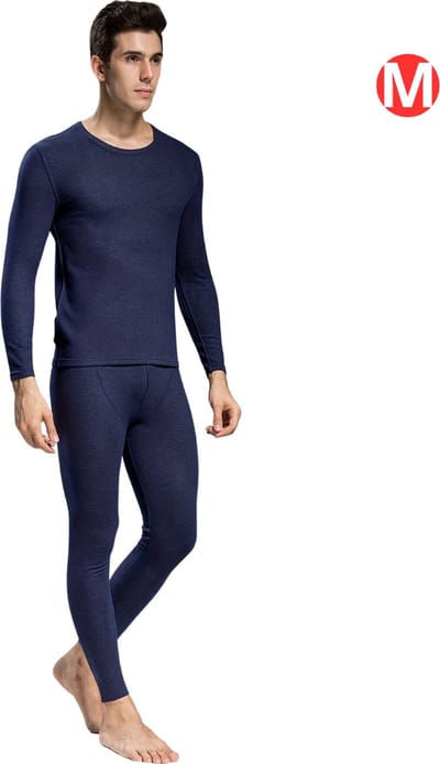 Livano Thermokleding Set - Thermobroek - Thermoshirt - Thermo - Beenverwarmers - Voor Heren - Fleece - Broek + Shirt - Blauw - Maat S