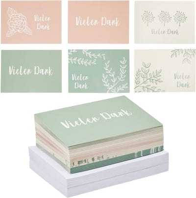 Dailygoods- Bedankkaarten Set 48 Stuks - Wenskaarten Blanco - Wenskaarten Verjaardag - Wenskaarten Geboorte - Wenskaarten zonder Tekst - Hoogwaardig Papier 250 g/m²