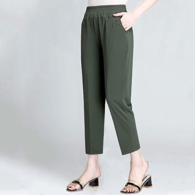 Dames Zomer Dun IJszijde Moeder Broek Cropped Damesbroek XXXL black