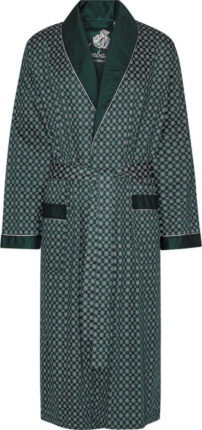 Ambassador 1867 Kamerjas - Luxe Dunne Katoenen Ochtendjas - Model Megeve - Kleur Groen - Maat Large