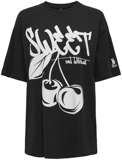 Only Cilla Life T-shirt Met Korte Mouwen Zwart M Vrouw