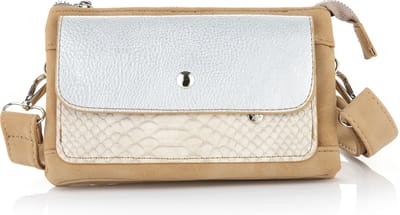 Michelle Bags - Schoudertas - met dierenprint - Beige met Zilver