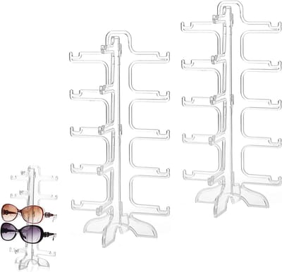 2x Transparante Brillenstandaard voor 5 Paar Zonnebrillen en Optische Brillen