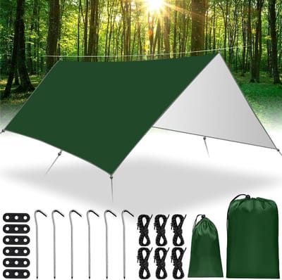 Waterdicht Dekzeil - Tarp Luifel - Outdoor Bescherming - Ultralicht Gewicht - 3x3 Meter - Groen
