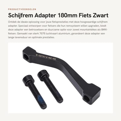 Dailygoods - Schijfrem Adapter - 180mm Fiets - Zwart - Remklauw Spacer - Geschikt voor Mountainbikes en BMX - Aluminium 7075