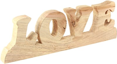 Houten tafeldecoratie "Love" van wilgenhout, natuurlijke afwerking, 60
