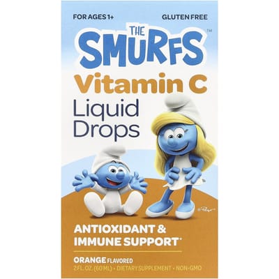 De Smurfen, Vitamine C Vloeibare Druppels, Leeftijd 1+, Sinaasappel, 60ml (2 fl oz)