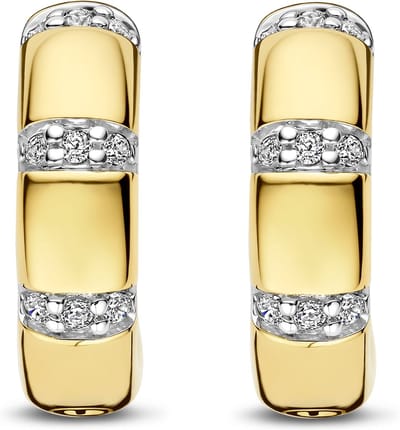 TI SENTO Dames Oorbellen - 925 zilver - Zirkonia met geel verguld - 78058ZY