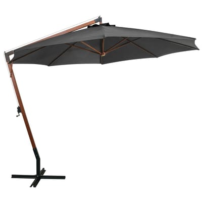 vidaXL - Zweefparasol - met - paal - 3,5x2,9 - m - massief - vurenhout - antraciet