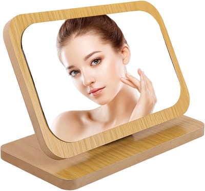 Staande Spiegel met Houten Frame, Opvouwbare Make-up Spiegel voor Slaapkamer, Kantoor en Studentenwoning, Perfect voor Make-up Toepassingen