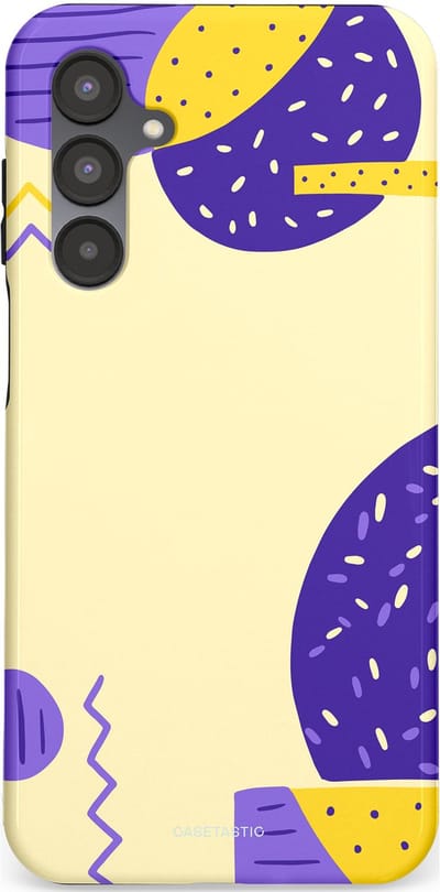 Casetastic hoesje geschikt voor Samsung Galaxy A16 - Dubbellaagse bescherming - Geo zigzag - Fashion Case - Crème Blauw Geel