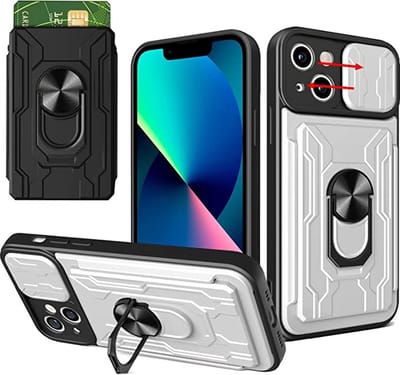 Hoesje Geschikt voor iPhone 12 / 12 Pro met pashouder / Ringhouder / lens bescherming – Wit