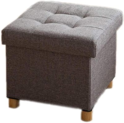 Opbergkruk - Voetenbank poef - Spullen opbergen - Antislip bodem - 38x38x35cm - Donkergrijs
