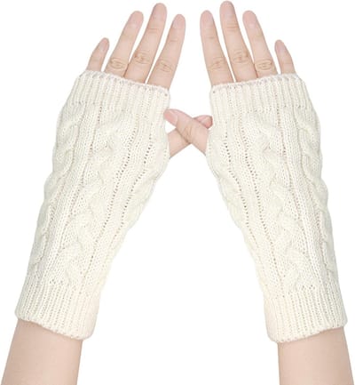 Vrouwelijke Vingerloze Winterhandschoenen - Gebreide Armwarmers met Duimopening, Zachte Pols Halve Vinger Handschoenen voor Koude Dagen en Activiteiten