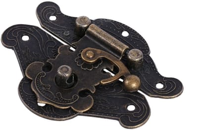 JHUBERS- Hasp Antiek Design - Kast Box Lock - Zinklegering - Brons - Eenvoudig te Installeren - Geschikt voor Houten Kisten - Kastslot