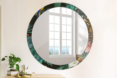 Coloray Bedrukte Spiegel - Vintage jungle Wandspiegel Met Print - 100 cm - Groente Bedrukte Spiegel - Wandspiegel Met Print - Wandspiegel Decoratieve Print - Bedrukte Spiegel