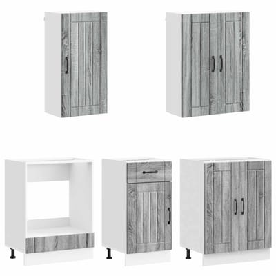 vidaXL - Keukenblok - LUCCA - 5 - st - Grijs - Sonoma - Bewerkt - hout