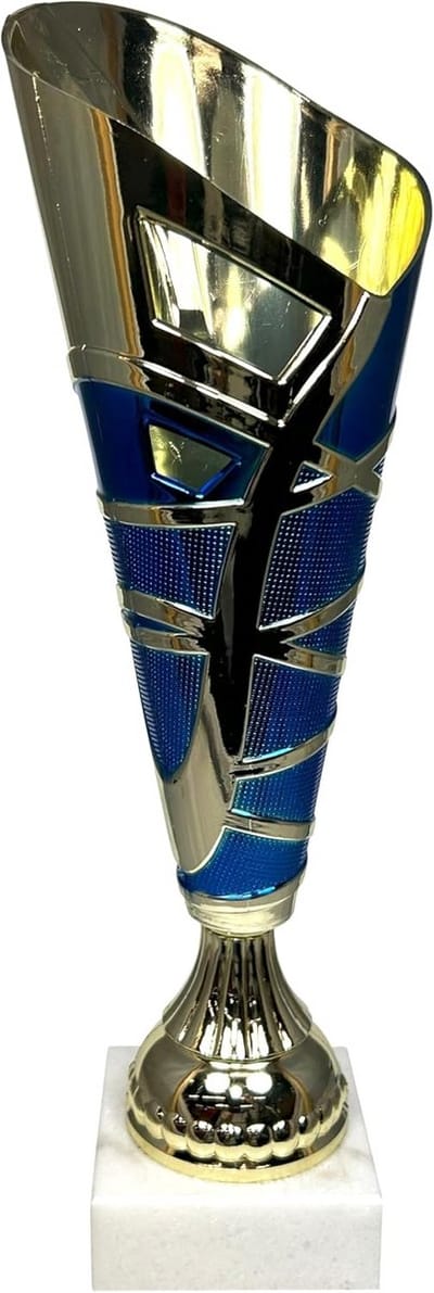 Grote Bekertrofee 33 cm - Blauw en Goud - Prijs voor Sporttoernooien en Competities