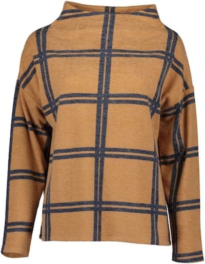 Blue Seven dames shirt - Shirt lange mouwen - 203462 - oker/blauwe ruit - maat 38