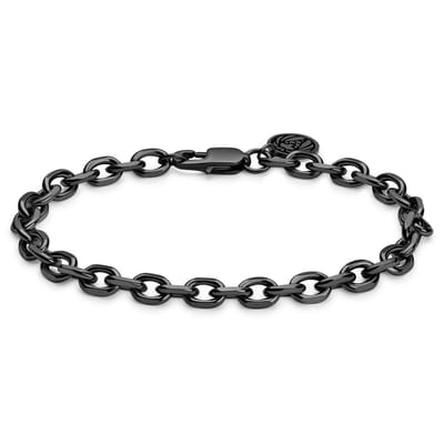 Essentials | 6 mm Gunmetal Zwarte Armband met Kabelschakels