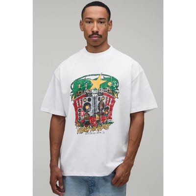 Wit Oversized T-shirt Met Stereo Print | White | Size Large