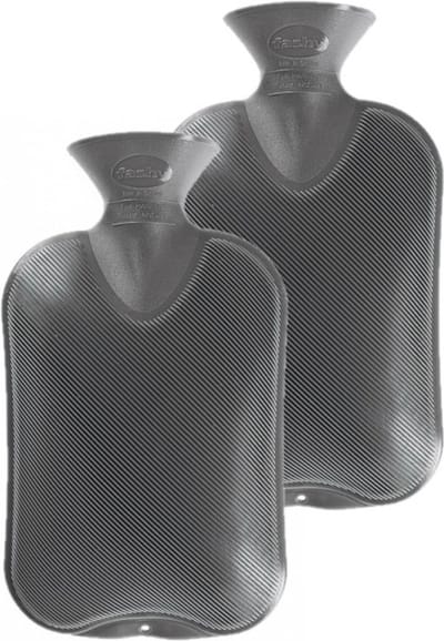 Warmwaterkruik - 2x stuks - grijs - 2 liter - kunststof - heet water - kruiken