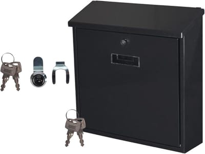 Brievenbus met naamplaat - Postbak - Post Ontvangen - Inclusief reserveslot - 37 x 36 cm - Zwart