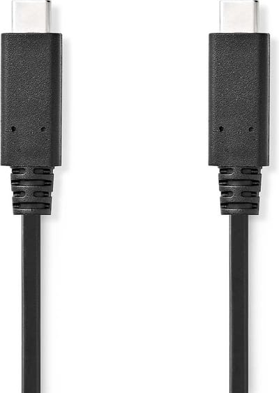 Nedis USB-Kabel - USB 3.2 Gen 2 - USB-C Male - USB-C Male - 100 W - 8K@30Hz - 10 Gbps - Vernikkeld - 1.00 m - Rond - PVC - Zwart - Envelop