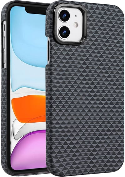 Hoesje Geschikt voor iPhone 15 Hoesje Zwart - Carbon Hoesje Geschikt voor MagSafe iPhone 15 - Shockproof Back Cover