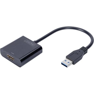 Digitus DA-70841 USB 3.2 Gen 1 (USB 3.0) / HDMI Adapter [1x USB 3.2 Gen 1 stekker A (USB 3.0) - 1x HDMI-bus] Zwart Afgeschermd 15.00 cm